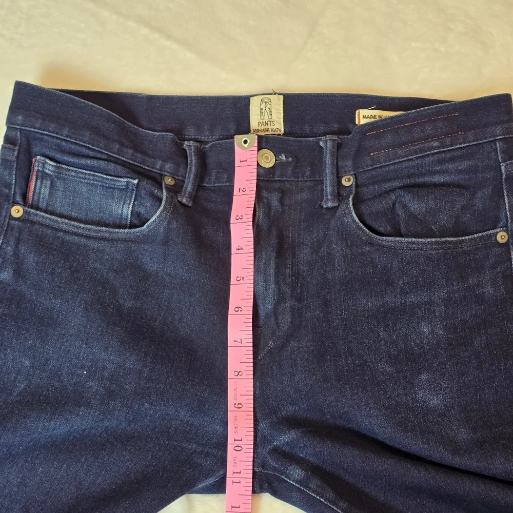 Hiroshi Kato Japanese Raw Selvedge The Scissors Slim Tapered In Blue Black 33